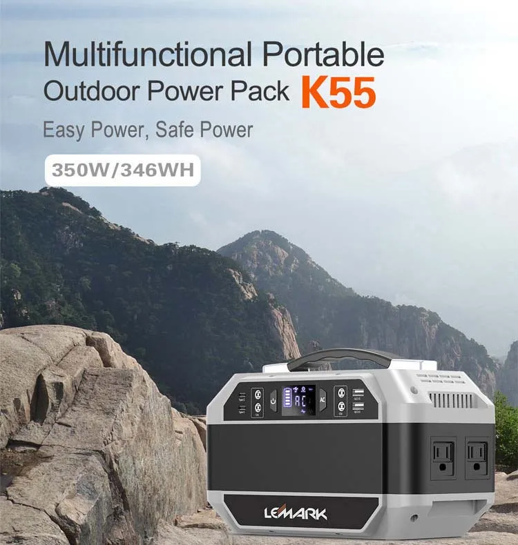 
346Wh External Battery Box Pure Sine Wave 110V AC 350W Portable Solar Powered Camping Power Bank for Outdoors 