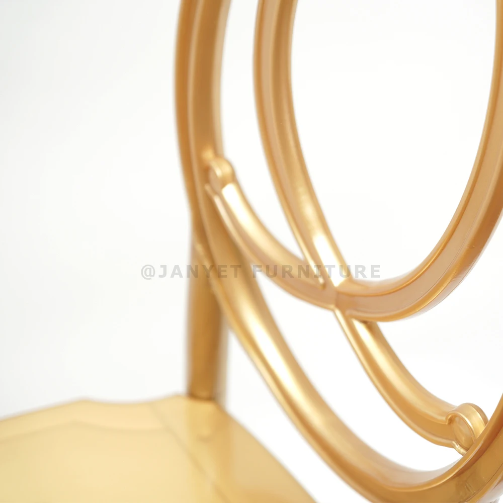 Wholesale Event Party Banquet Gold Resin Stacking Phoenix Round Back Wedding Chairs