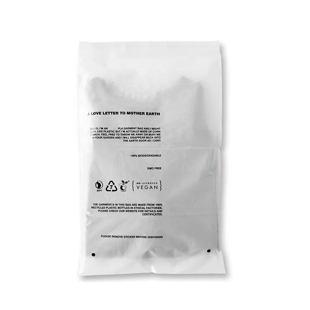 Пользовательский дизайн, переработанная упаковка, Экологически чистая биоразлагаемая упаковка для одежды из пла