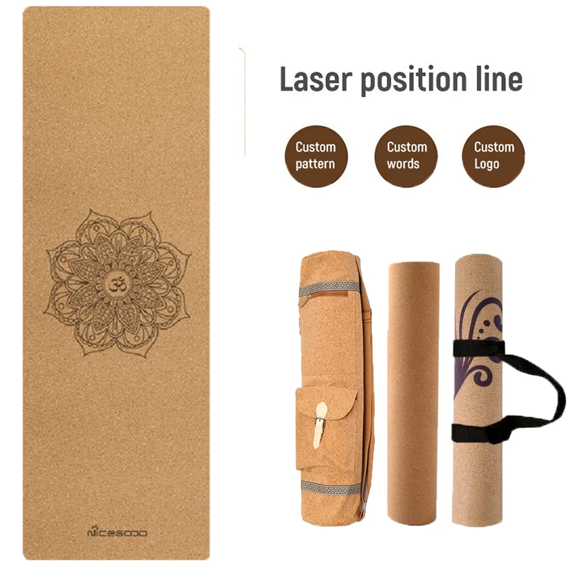 Custom Logo Eco Friendly Natural Fitness No Slip Custom Cork TPE Yoga Mat