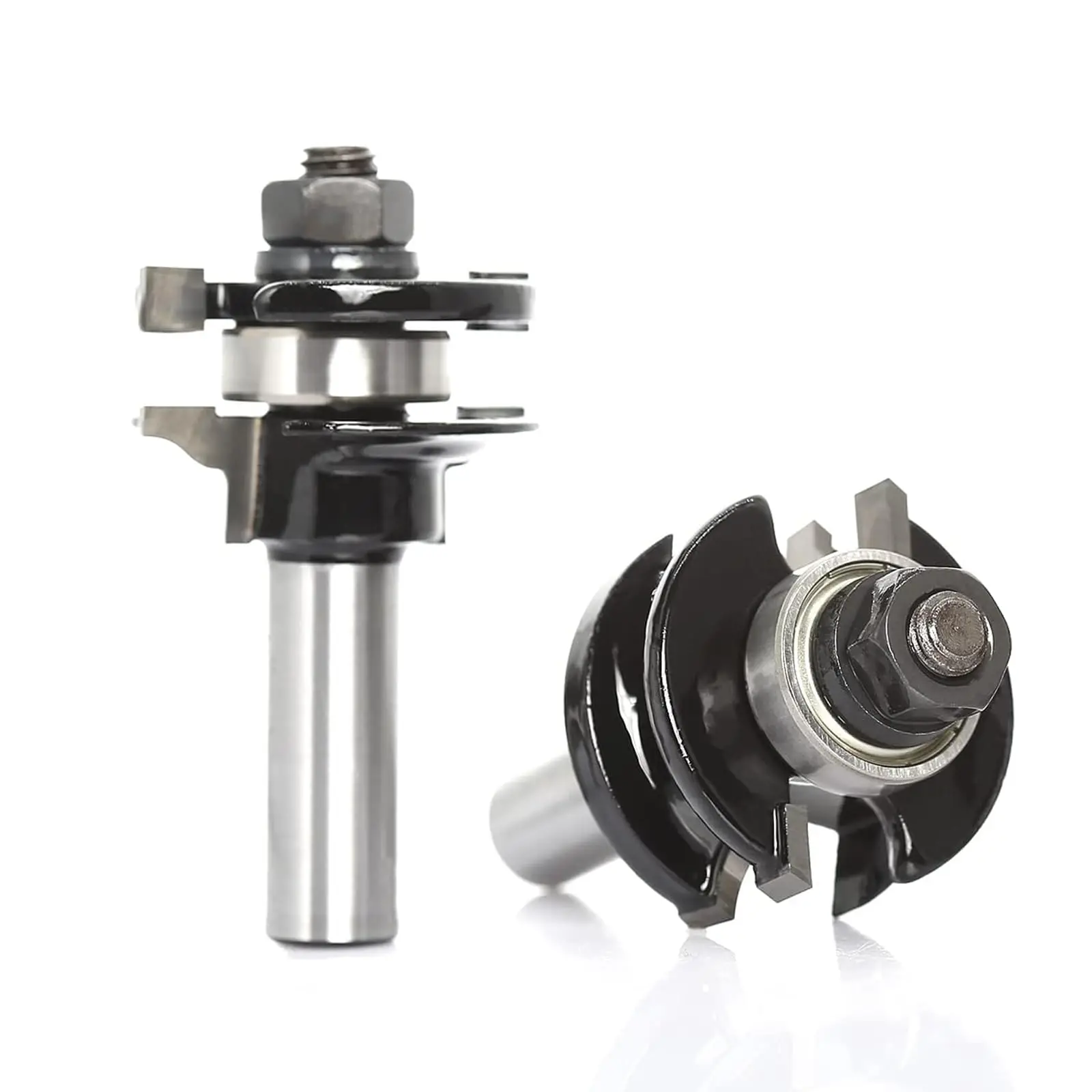 PEXMIENTAS 1/2 inch round shank carbide bit rail and stile router bit cabinet door tongue and groove cnc woodworking router bit