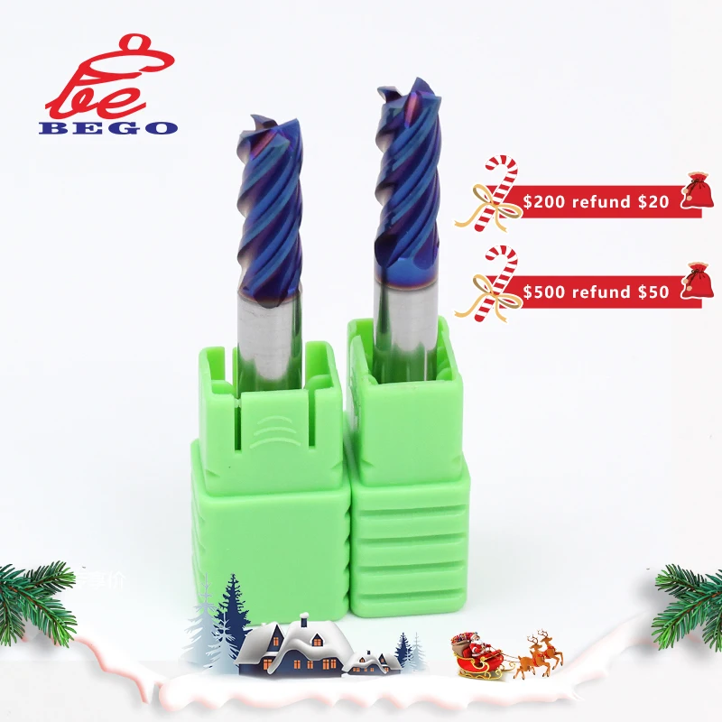 Naco Blue Coated HRC65 Tungsten Carbide End Mill Cutter For High Temperature Titanium Alloy
