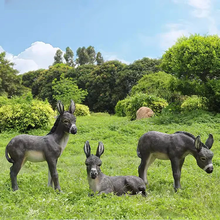 F024 Simulation donkey statue donkey sculpture outdoor garden lawn landscape decoration fiberglass animal ornaments