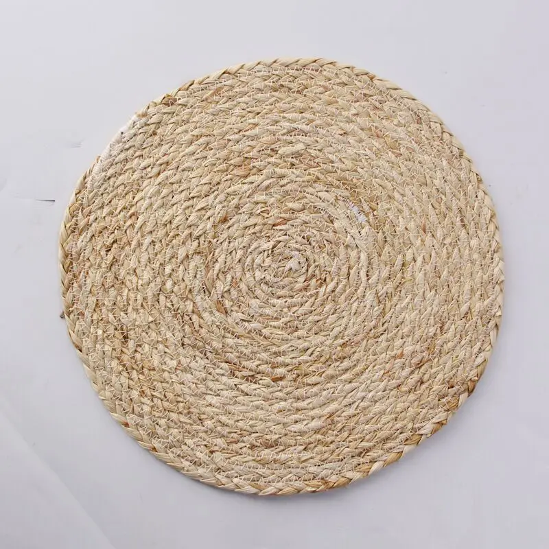 Multipurpose Usage Natural Straw Round Rattan Placemats Braided Tablemats