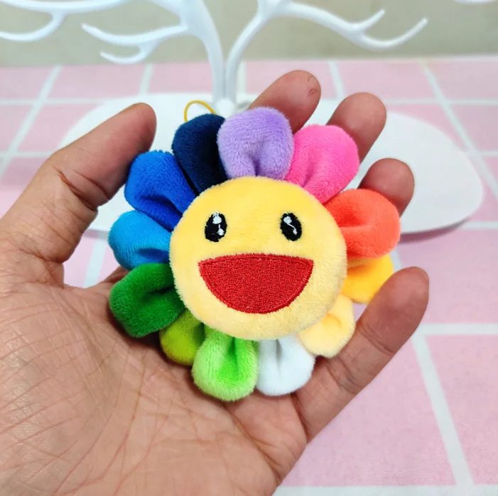 wholesale cheap New arrival keychain toy lovely colorful soft sunflower plush toy