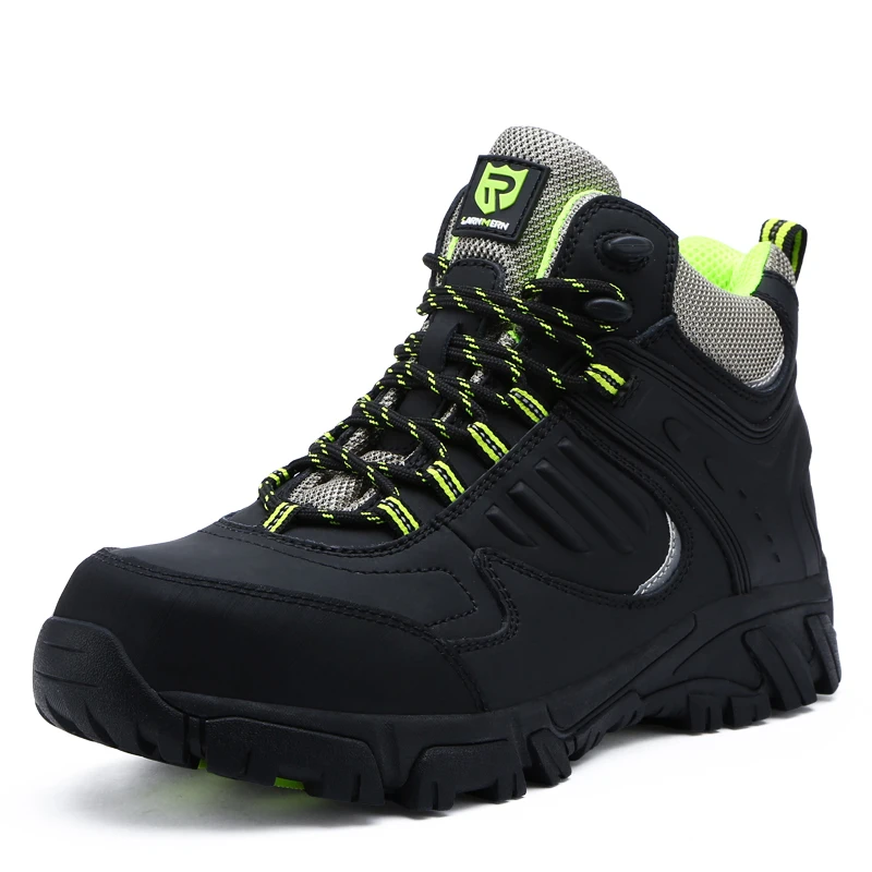 LARNMERN Men Safety Shoes S1P Breathable Steel Toe Shoes Protective Work Shoes SRA Anti-slip Anti-static