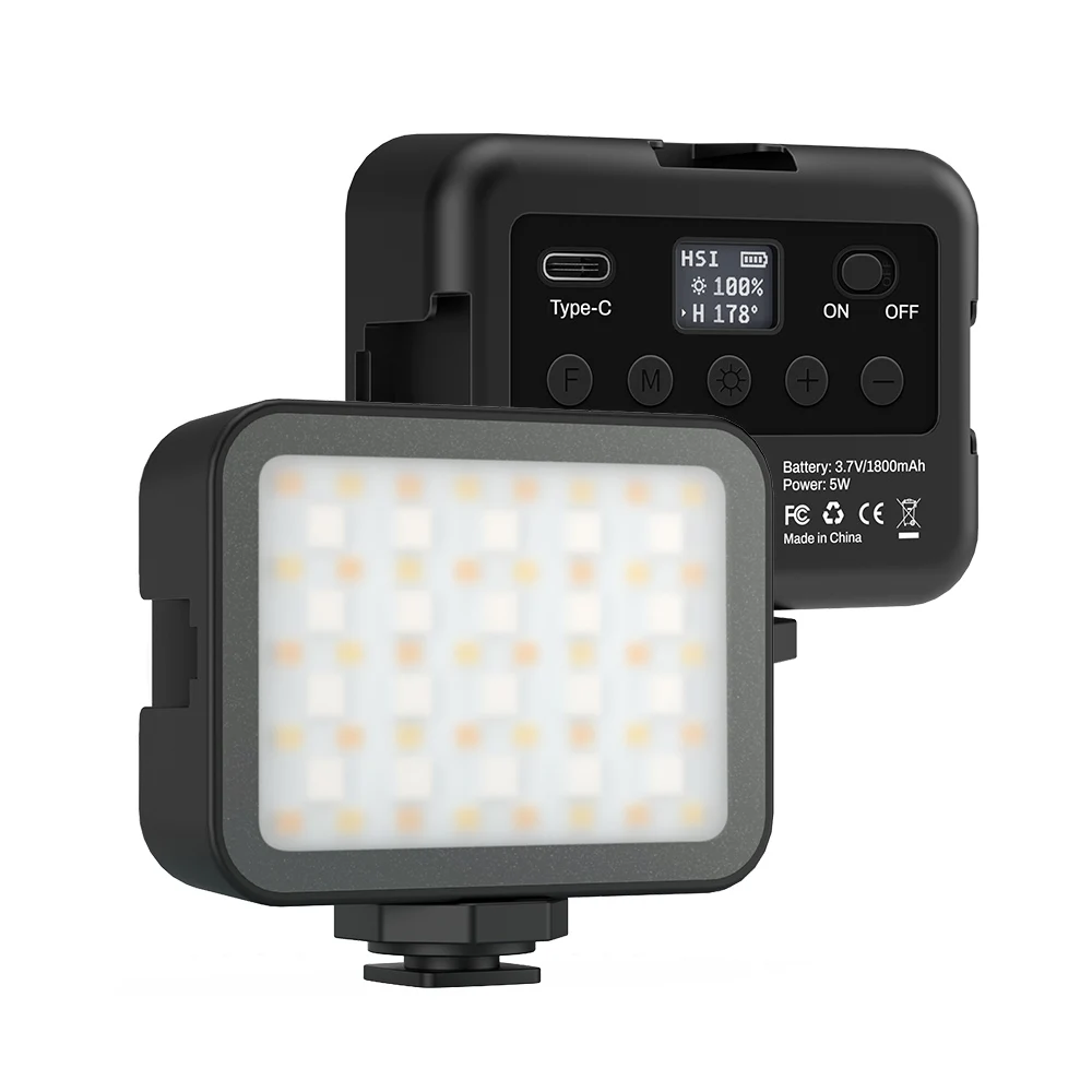 Litufoto F3 6W Mini LED Video Light 2000mAh Built-in Battery Light 3200-7500K Photographic Lighting with Cold Shoe Mounts