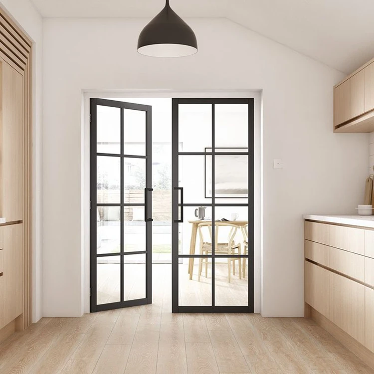 aluminum black 9 lite 9 foot glass french doors to office