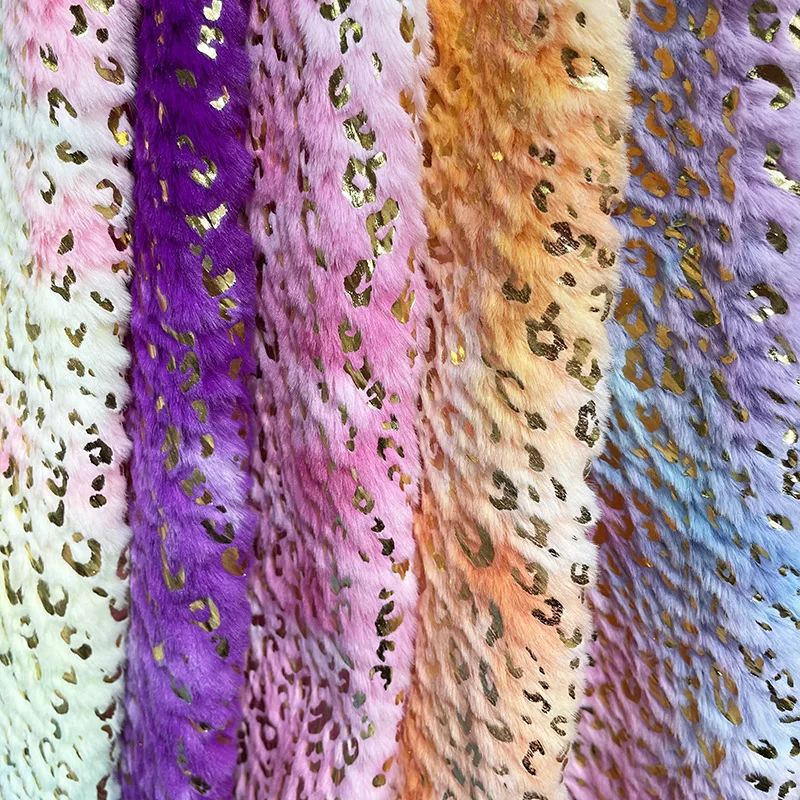 High Quality Custom Knitting, Plush Heavy Coat Blazer Tie-dye Faux Fur Fabric Printed Faux Rabbit Fur Fabric/