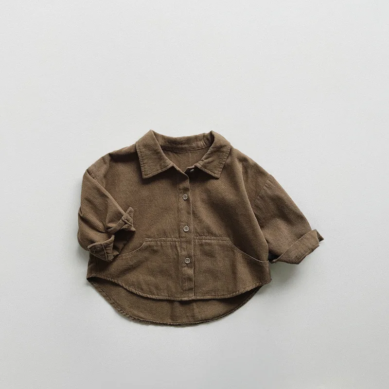 Wholesale High Quality Vintage Boys Shirt Jacket Baby Long Sleeved Blouse Shirt Children Clothes Casual Kids Shirt