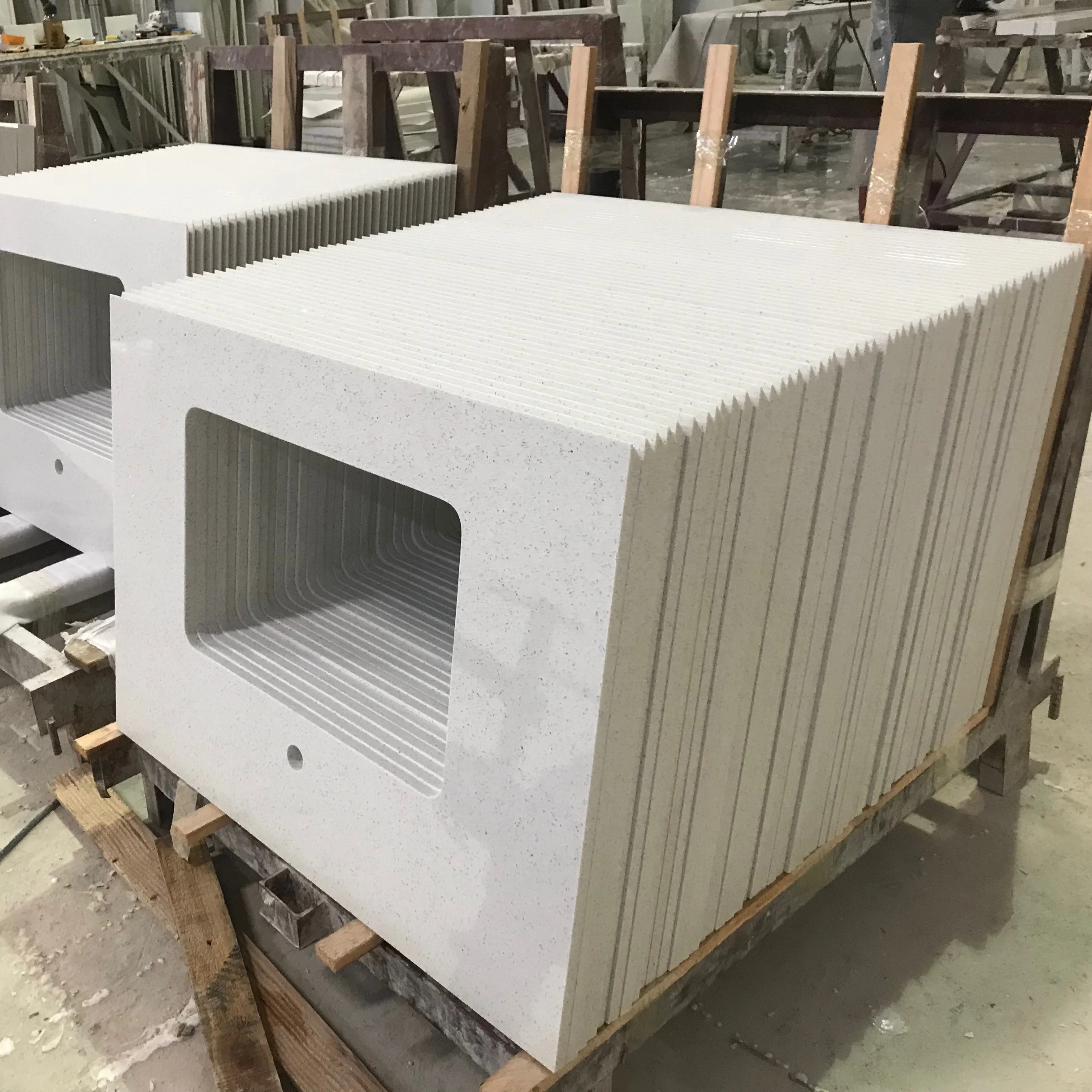 Quartz stone countertops kitchen worktop bathroom vanity top sink engineered quartz stone manufacturer prefab table tops