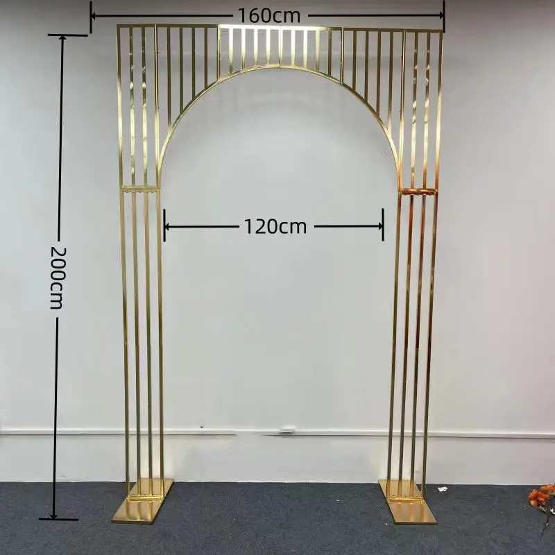 3piece Stand Shinning Gold Big Wedding Arch Backdrop Stand Structure For Wedding Events
