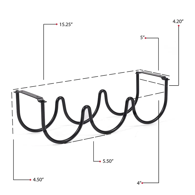 Wholesale Decorative Black Wall Mounted Hanging Metal Wine Rack Holder