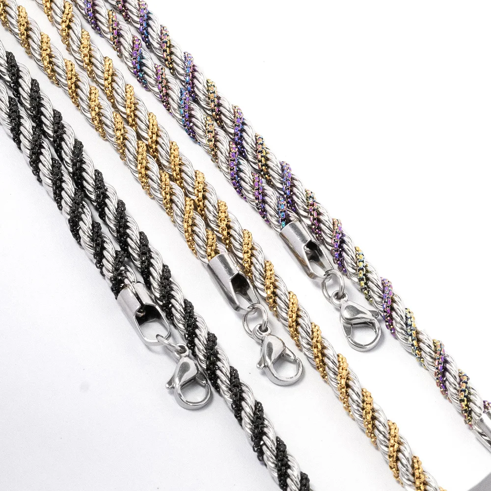 Fashion Men Necklace Winding Necklace Braiding Rope Chain  Stainless Steel Jewelry Necklace for Man