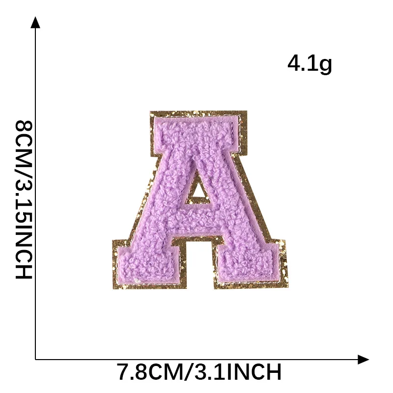Phnom Penh Chenille Letter Patches Iron on Towel Embroidery Letter and Lightning Shape Embroidery Patch