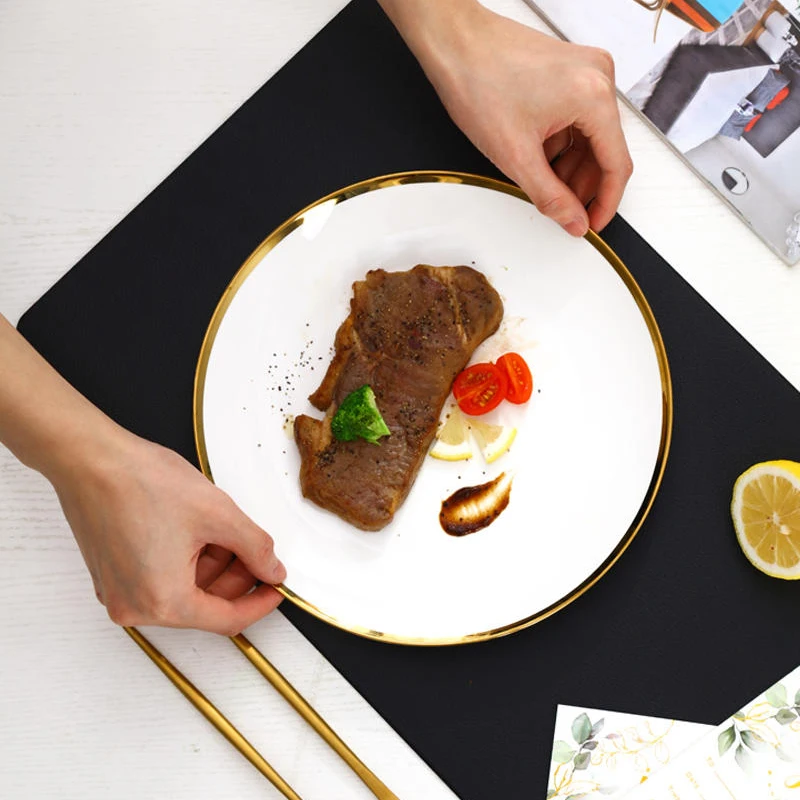 Sample Available Wedding Use Luxury Gold Dinner Plates Food Ceramic Serving Dishes & Plates for  Restaurant