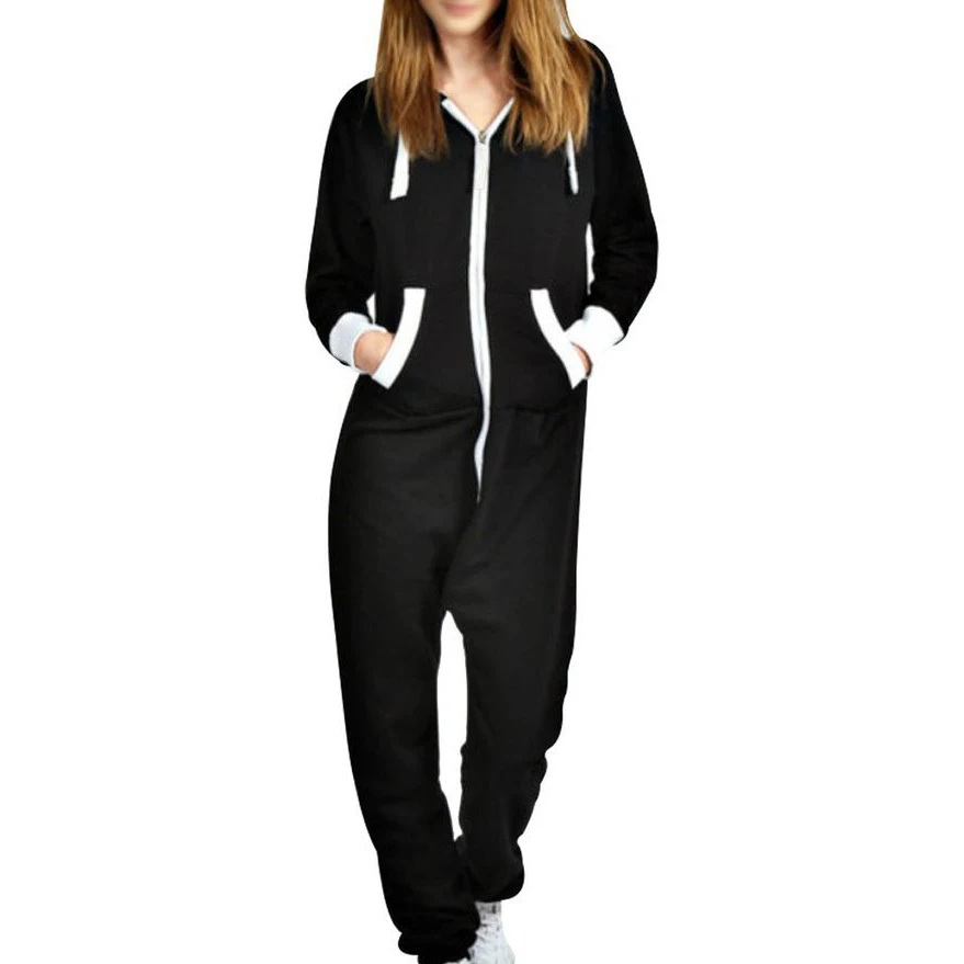 New Style Long Sleeve Long Pants With Pockets Pajamas Adult Home Wear Clothing One Piece Onesie For Women And Man