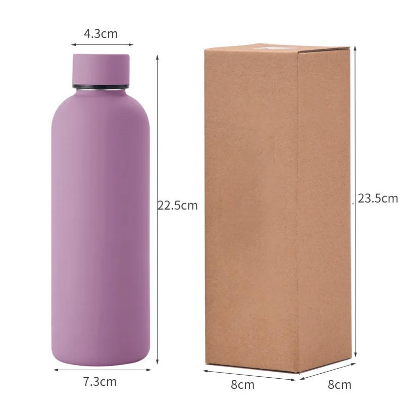 Double Wall Insulated Thermos Bottle Soft Rubber Paint Small Mouth Stainless Steel Water Bottle 500ml 750ml 1000ml