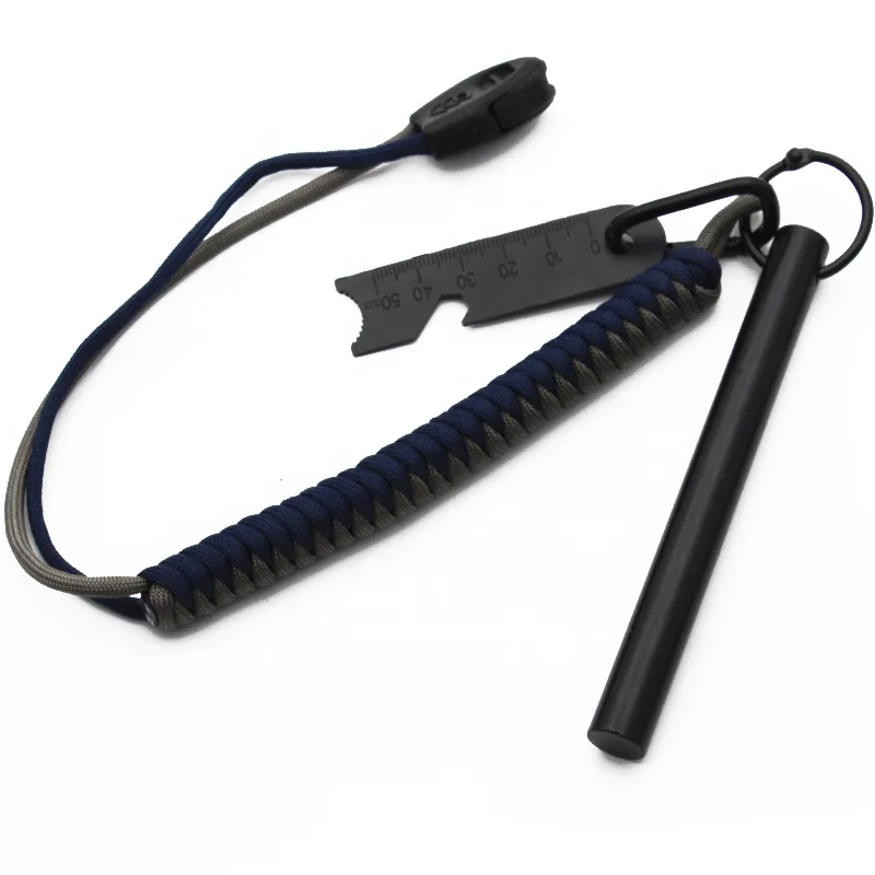 5 inch Camping Survival Ferrocerium Ferro Rod Flint Fire Starter Feuerstarter with Paracord Lanyard