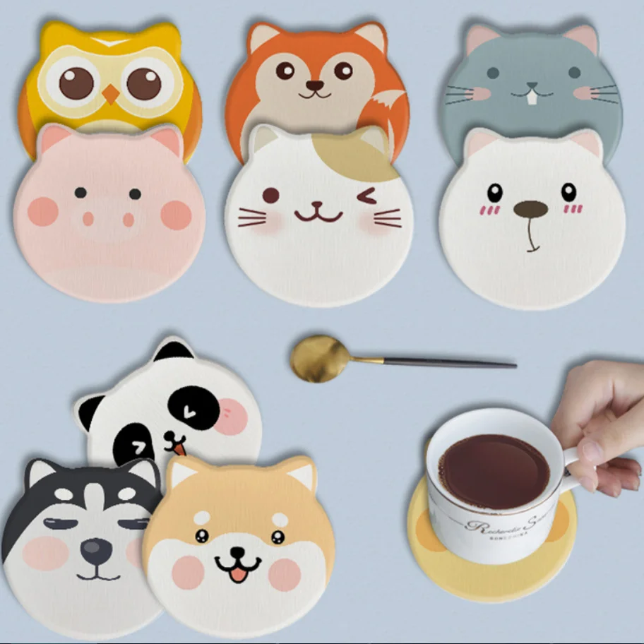 Bowl Pad Cute Cat Dog Patterns Tea Cup Mat Custom stone Placemat and Coasters Heat Insulation Non-slip Creative Cartoon