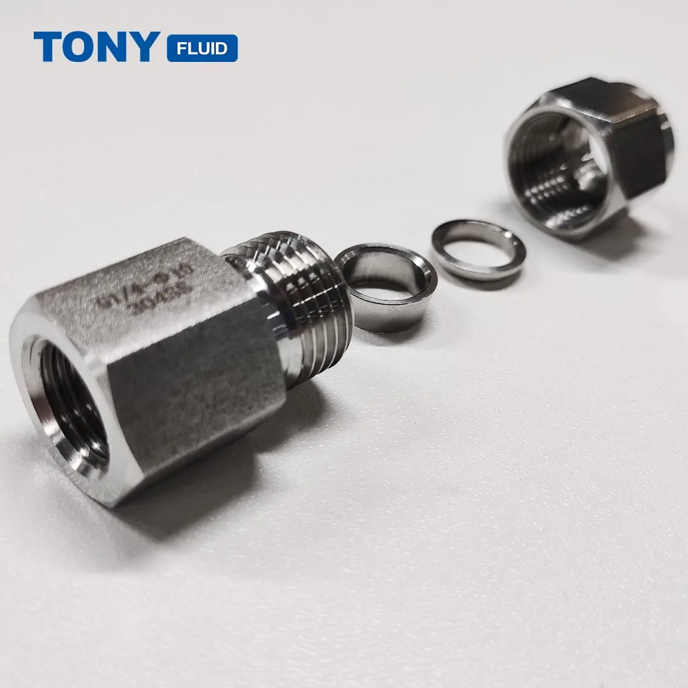 G BSP NPT Female Thread Double Ferrule Union Tube Connector SS316 Compression Tube Fitting