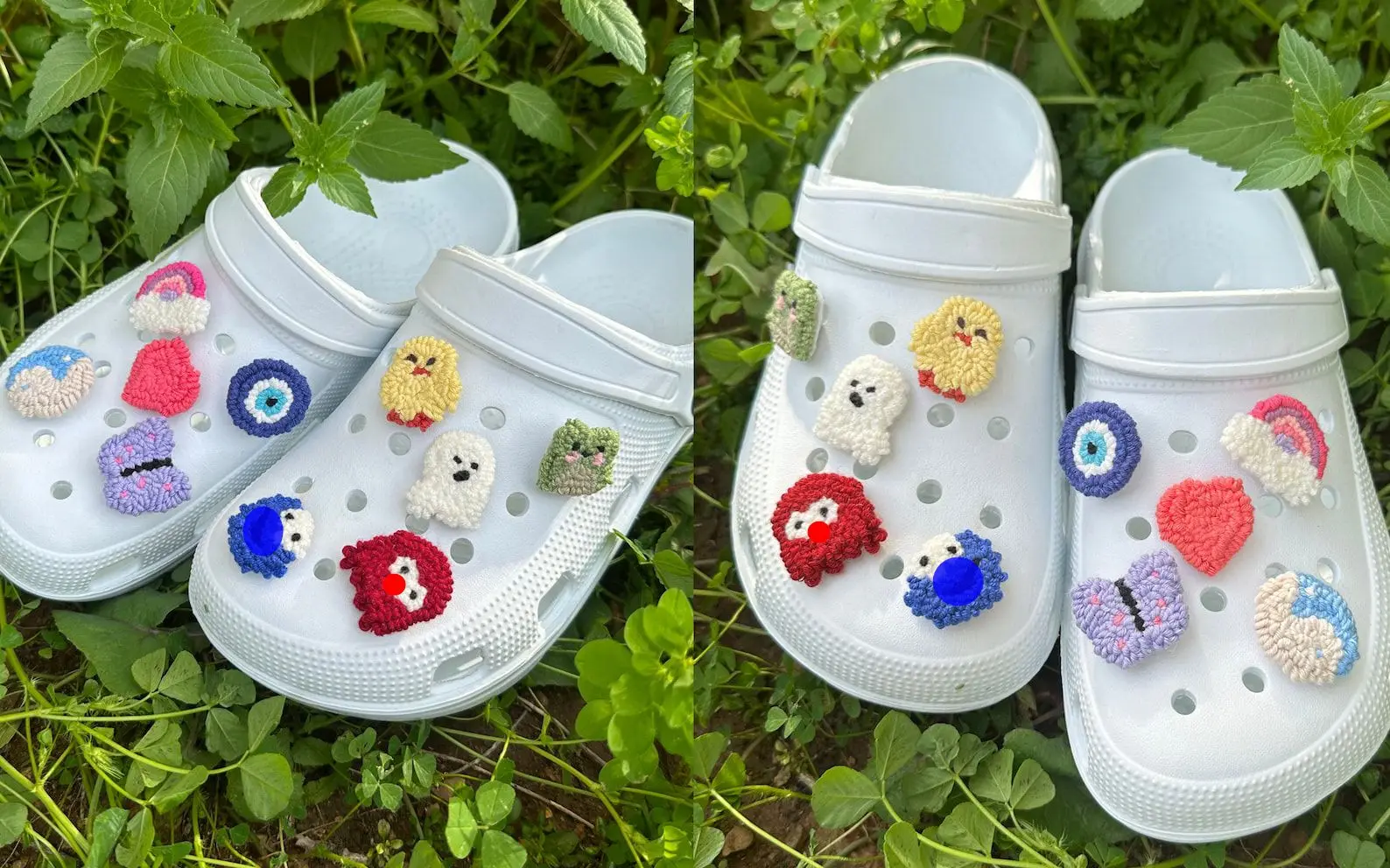 Fruit handmade punch needle pins badges-assorted embroidered fun brooch mushroom yin yang rainbow for crocs