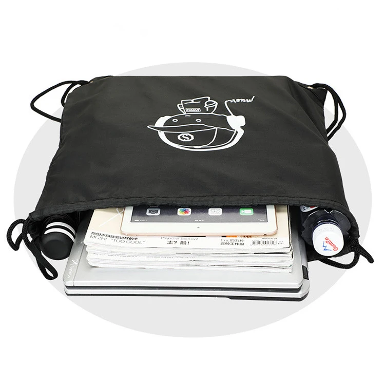 Cheap Custom Made RPET Promotional Travel Polyester Backpacks Drawstring Bag With Customized Printing Pattern Luminous ink