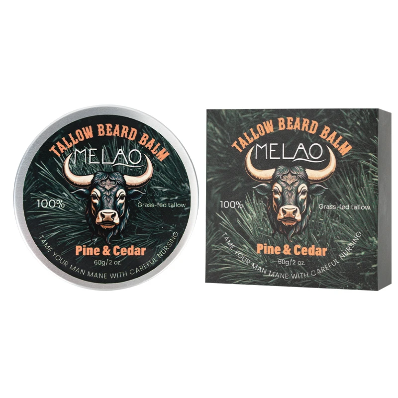 Wholesale Natural Beard Balm Private Label 100% Grass-fed tallow Sandalwood Deep Moisturizing Pine & Cedar Beard Balm