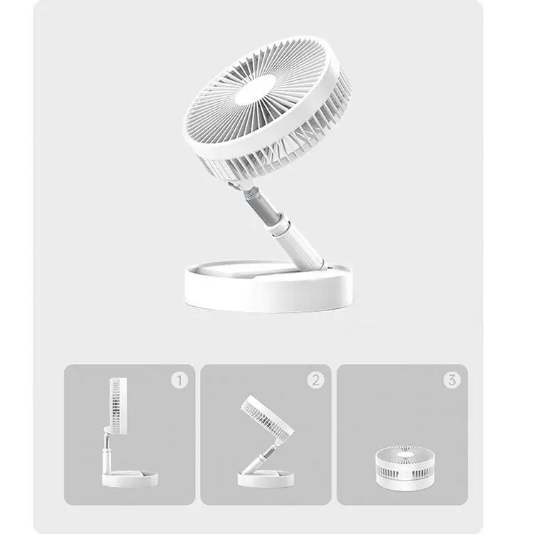 Rechargeable Power Bank USB, Folding Electric telescopic Fan with 4 Gears Adjustable Speed Table Fan outdoor Fan/