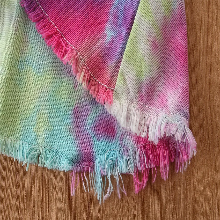 
Fashion Colorful Distressed Bell-bottoms Fashion Toddler Girl Tie-Dyed Flared Jeans for 2-6T 