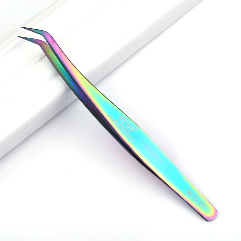 
Cute Personalized Beauty Precision aa Rainbow Color Eyelash Tweezers Vetus Set 