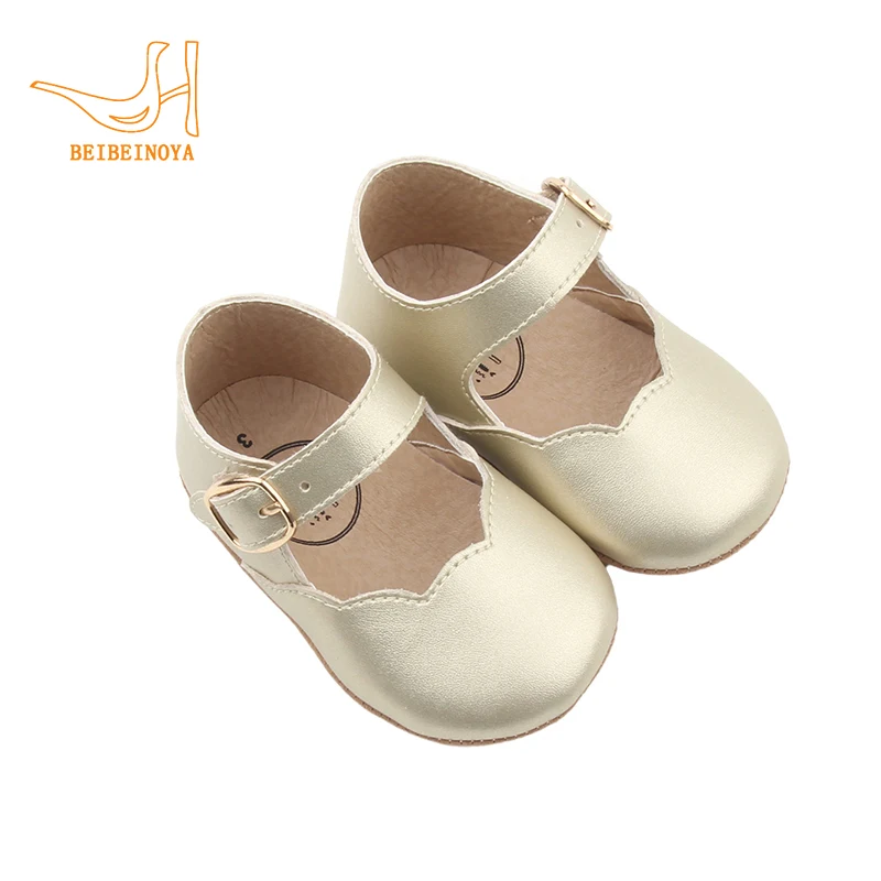 Babyhappy Stock Available Genuine Leather  Girls Party Mary Jane Flat baby Shoes For Girls Dresses baby