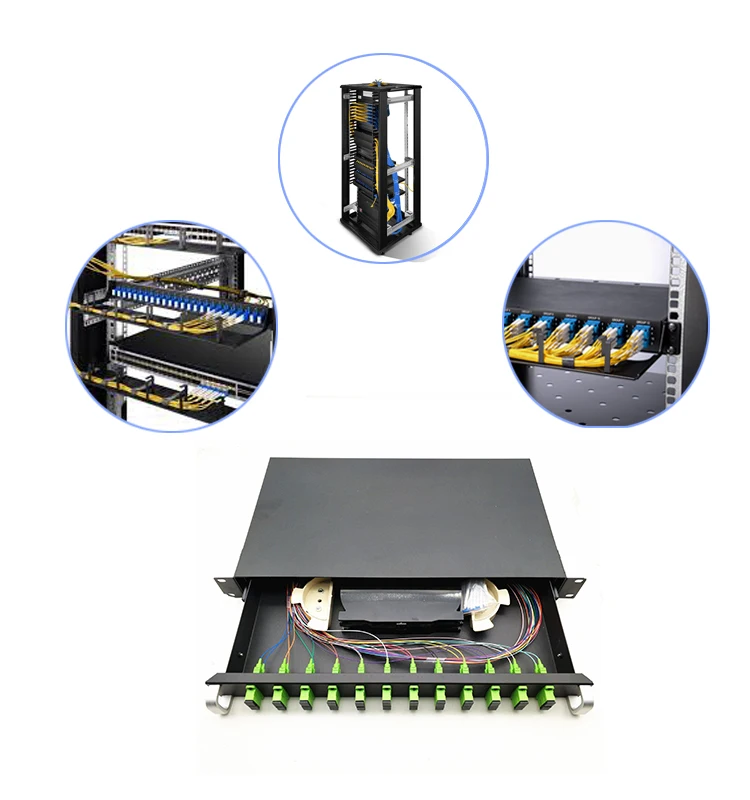 144 port fiber optic patch panel with adapter pigtail sc apc/upc lc apc/upc patcch panel necero fibre optic patch panel