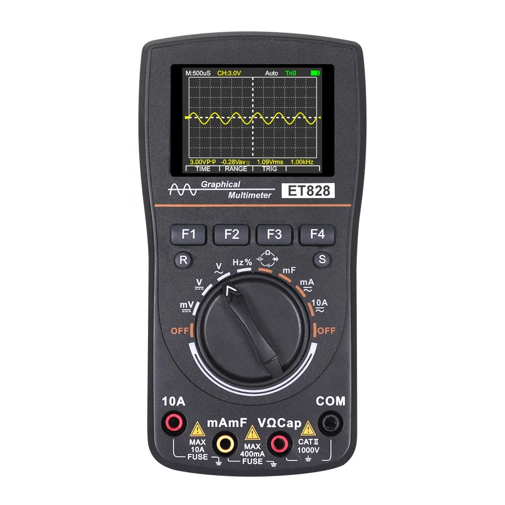 ET828 1MHz Bandwidth 2.5Msps Sampling Rate Adjustable Waveform Digital  Mini Handheld Oscilloscope Multimeter