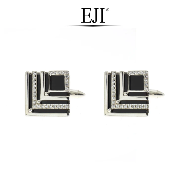 
Factory Price Wholesale Fashion New 18k Gold Black Agate Diamond Cufflinks 