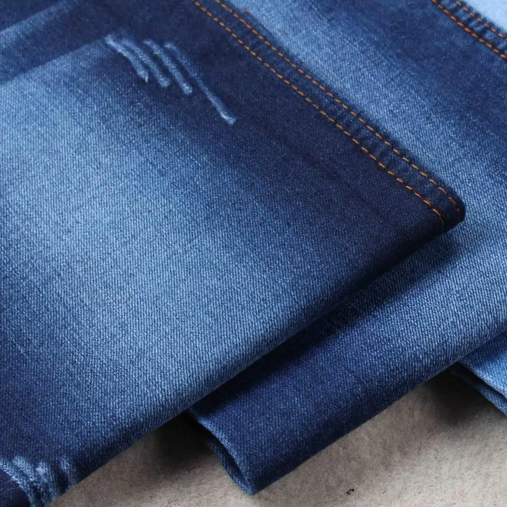 Super Soft Comfortable Textiles Men Dyed Denim Jeans Fabric Material 70 % Cotton 11 Oz