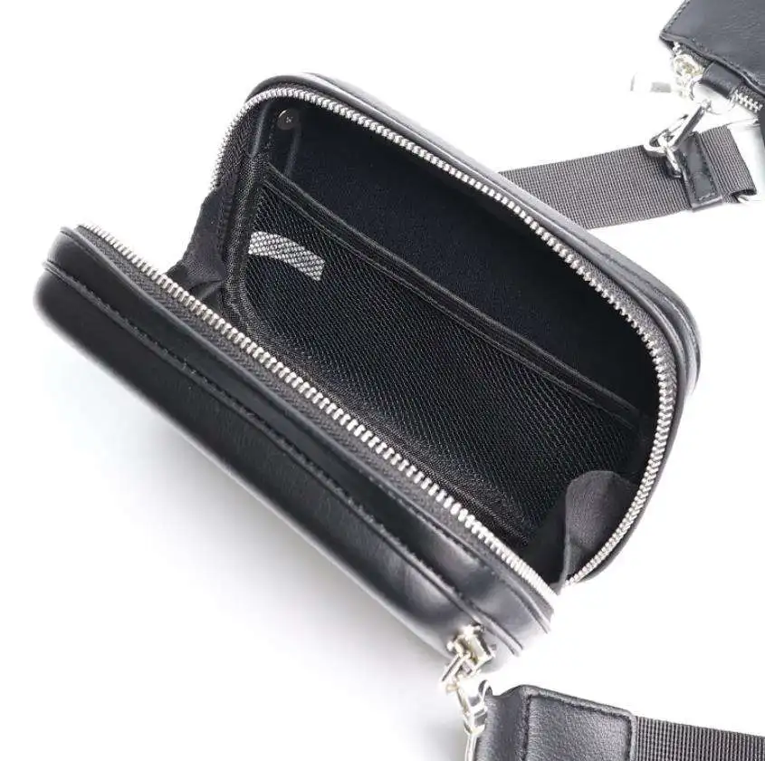 High Quality Pu Leather Crossbody Bag Men Cell Phone Travel Small Square Shoulder Bags Hard Case Wide Strap Messenger Bag
