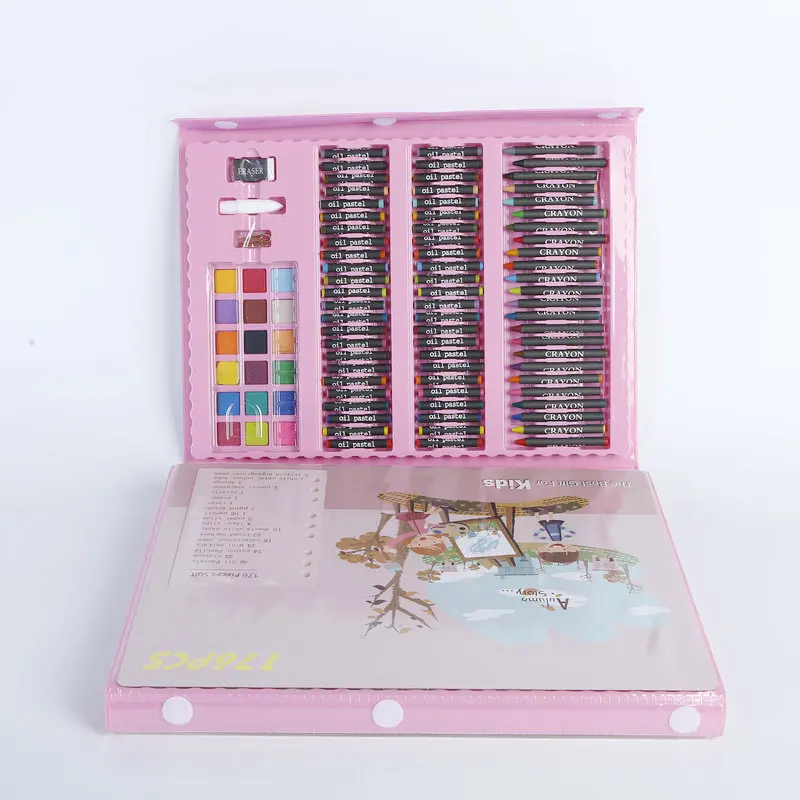 176 PCS kids Drawing complete coloring English Russian Children Gift 120 Piece Drawing Supplies stationery Art Set For Kids