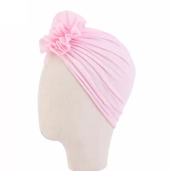 Wholesale Knitted Cotton Unisex Baby Cotton Spandex Hat Kid Sunflower turban  Hat