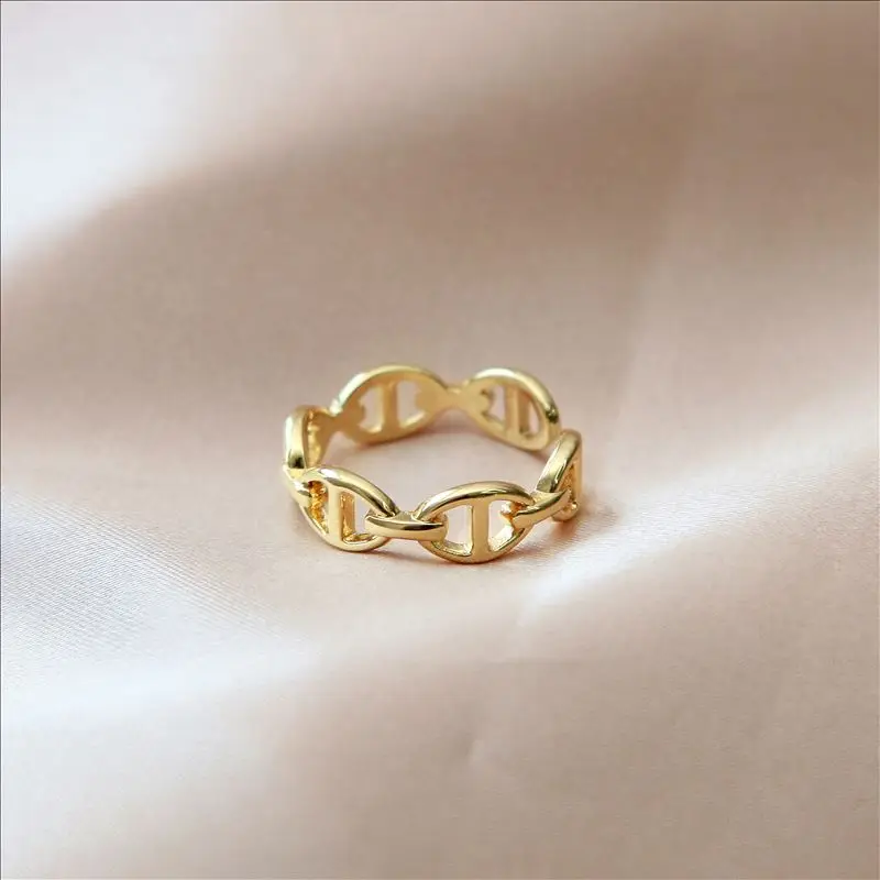 Maxery New Design Metal Brass French Cool Style Ring Hot-Selling Pig Nose Brass Ring Opening Adjustable Ring Ins