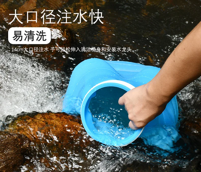 
factory price Camping water tank fishing 14.5L silicone insulated folding water bucket for travel 