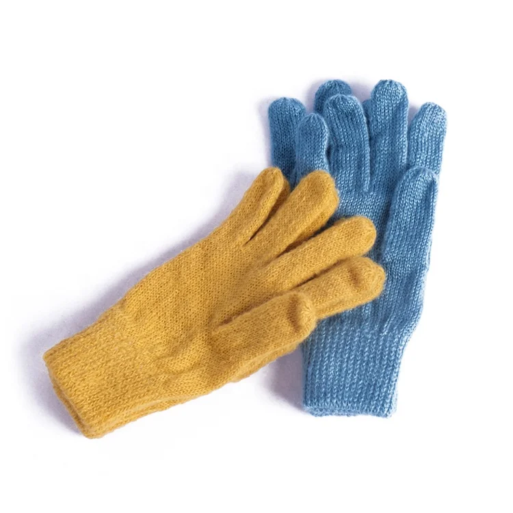 Winter Outdoor Warm Soft Stretchy Plain Color Thick Jacquard Acrylic Ladies Gloves