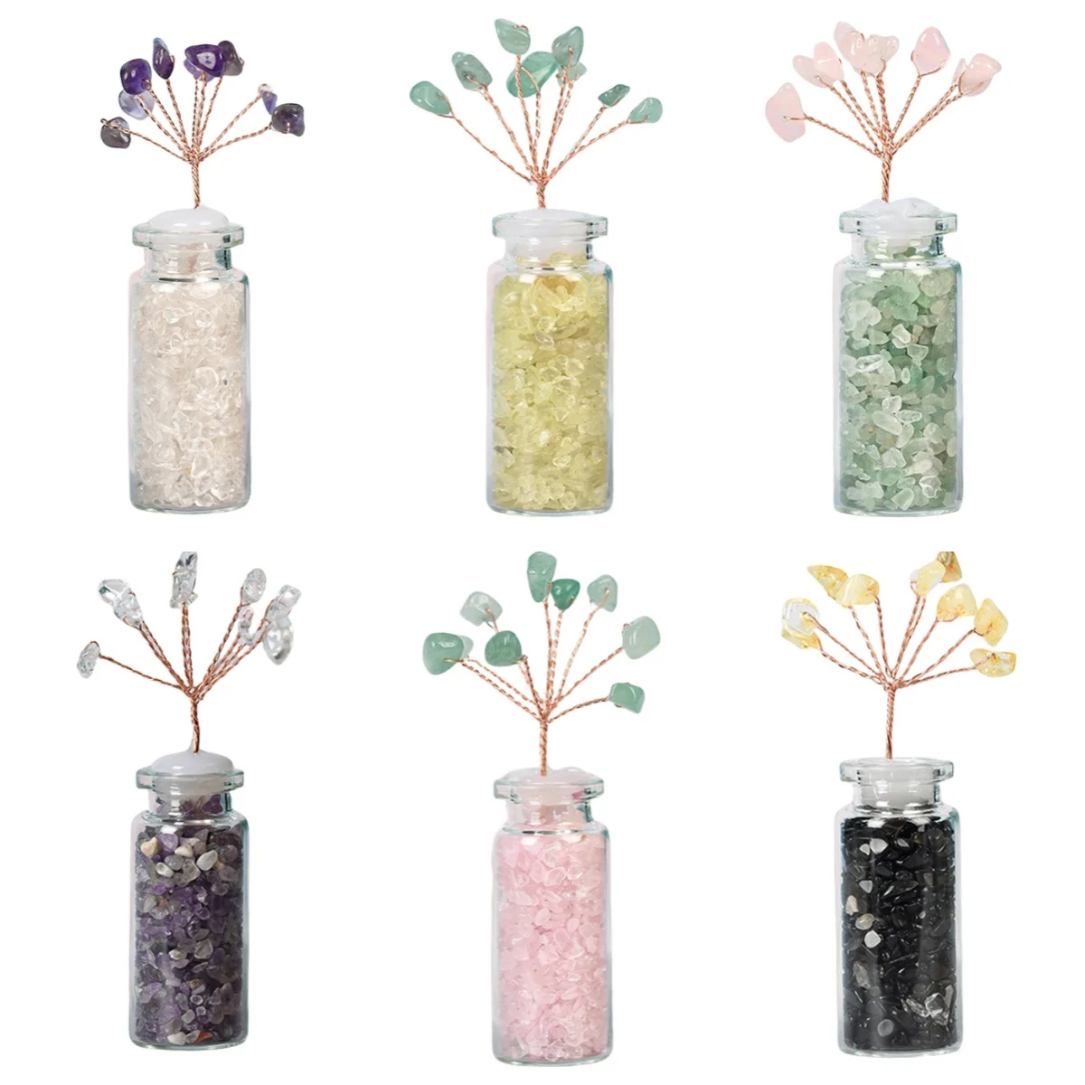 Wholesale Natural Quartz Crystal Tree Wishing Bottle Good Luck Home Decorations with Glass Gemstone Gravel Room Decorative