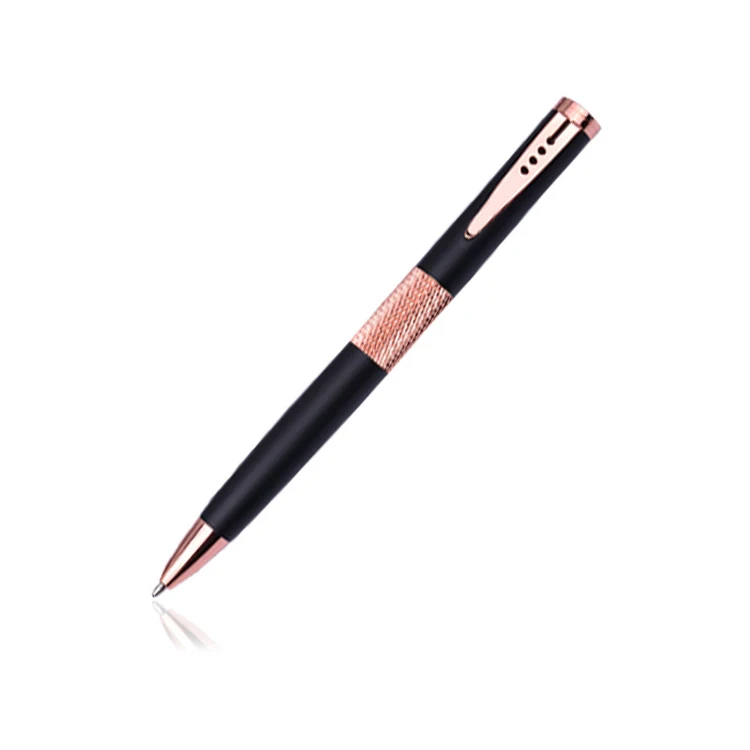 Promotional Three Hole Pen Clip Design Luxury Rose Gold Metal Ballpoint Twist Pen For Wedding Gifts Custom Logo Black Rose Gold