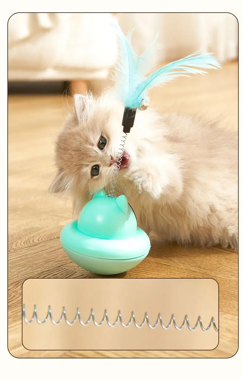 Pets Cat Teasing Toys Interactive Feather High Elastic Spring Tumbler Cat Teaser Stick Cat Stick toy