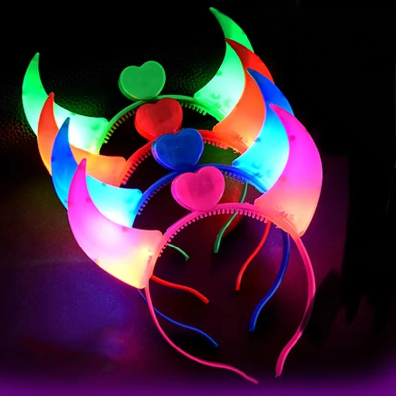 Factory wholesale Led Halloween Party Devil Headband LED Devil Horns for Party Supplies Light Up Devil Headband
