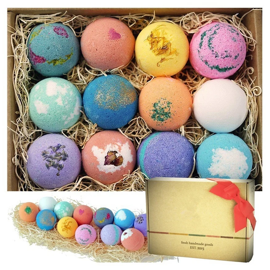 Customized Natural Essential Oil Sea Salt Bath Balls Bubble Fizzy Bath Bombs Lavender Relaxing Home Spa Gift Set
