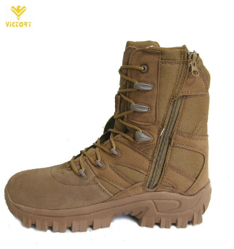 Desert tactical brown boot classy leather nylon upper shoes in winter warm boots for men