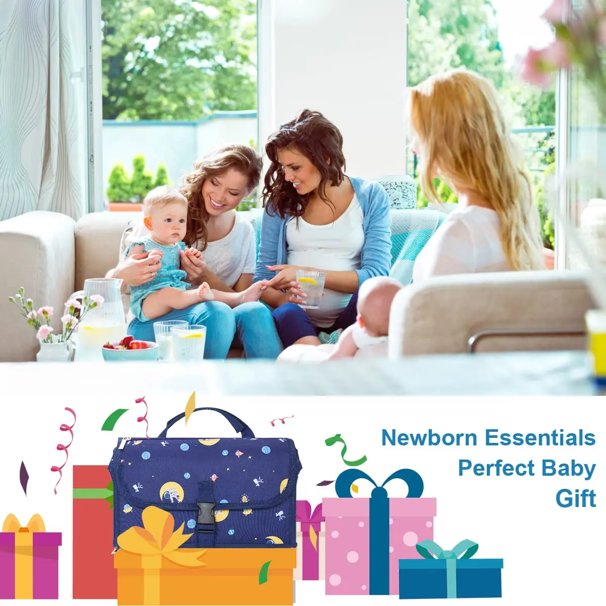 Portable Diaper Changing Pad  for Baby  Lightweight Waterproof Travel Changing Pad with Pocket for baby Shower Gift