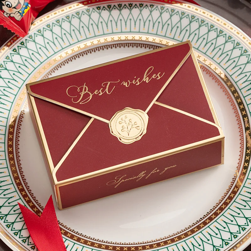 Custom Luxury European Creative Candy Envelope Gift Box Wedding Party Favors Chocolate Paper Gift Packing Cardboard Box